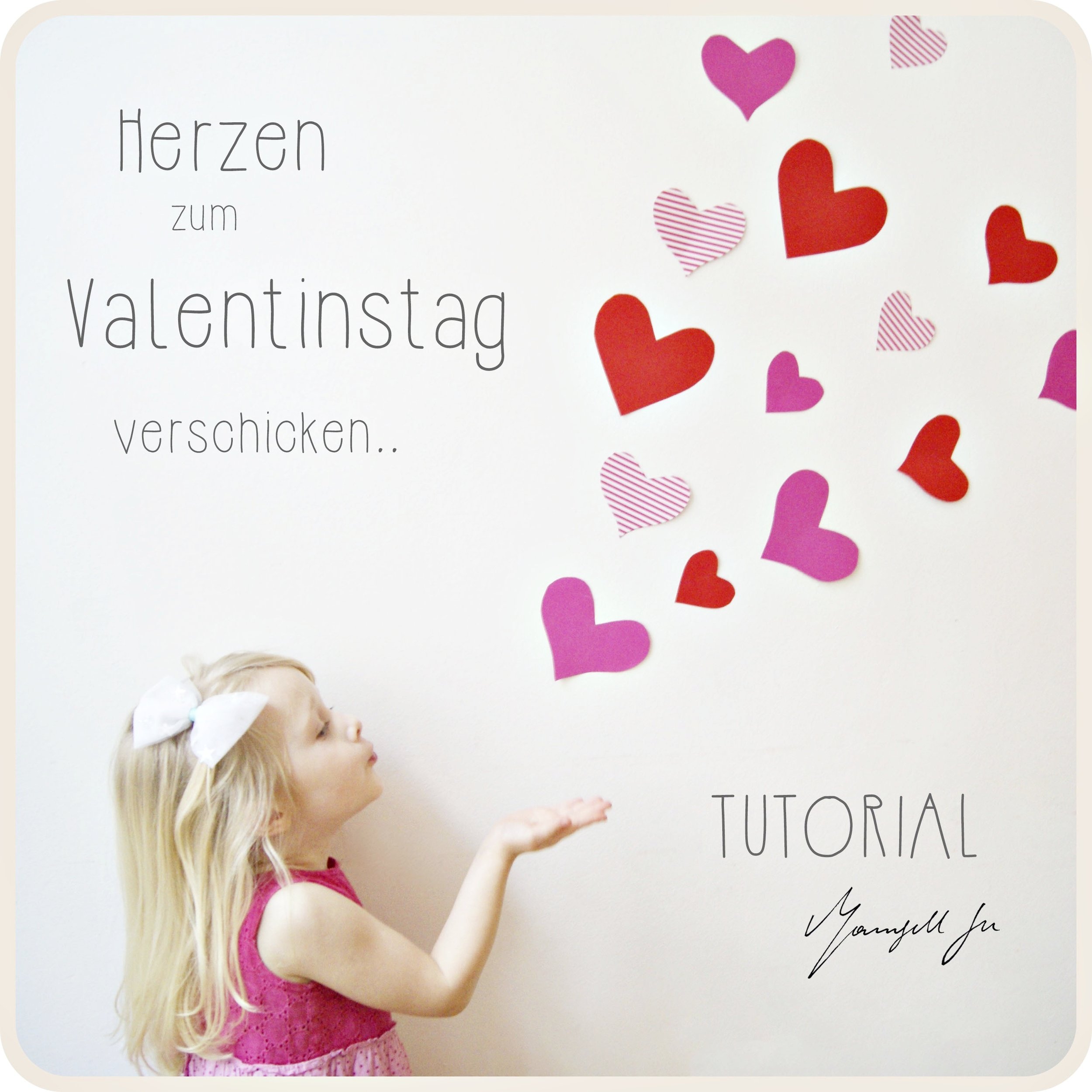 Herzbotschaft, Valentinstag, Geschenkidee, Grußkarte basteln,  Bastelanleitung, Basteln mit Kindern, Valentinstagseschenk selber machen,  Tutorial, DIY, valentin's day gift, Bild mit Herzen, 