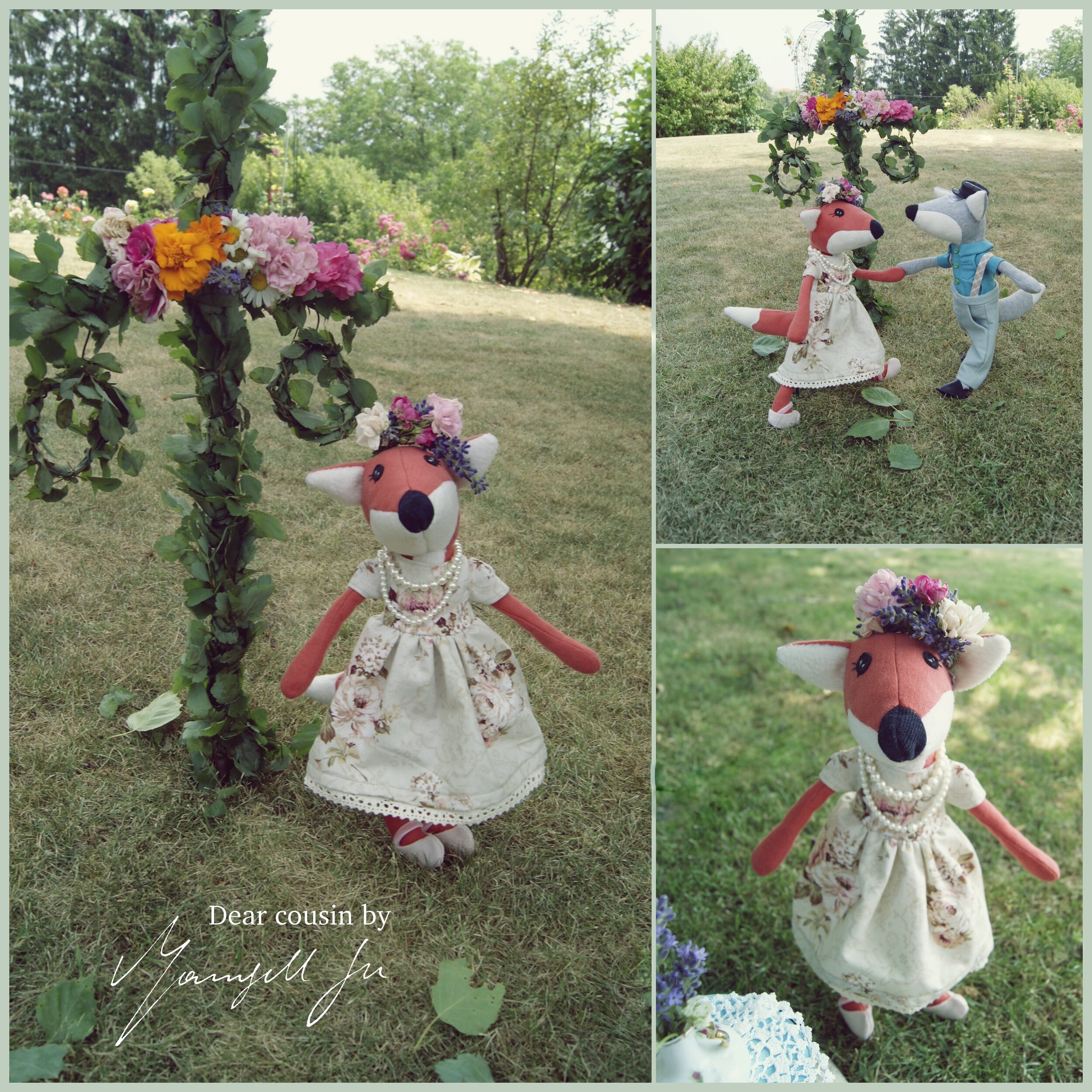 Dear Cousin dolls, Stoffpuppe, Fuchs Stoffpuppe, schwedischer Midsommar, Dear Cousin stories, Rag doll, fox doll, doll pattern, Mittsommer, Schnittmuster, Swedish Midsommar, schwedische Bräuche, schwedische Traditionen, Schweden Geschichten, Midsommarnachtsfeier, Mamsell Su, Schnittmuster Stoffpuppe, Fuchspuppe, Fuchs, Blumenkranz binden, Erdbeeren mit Schlagsahne, Wie feiert man Midsommar in Schweden, Tanz um den Maibaum