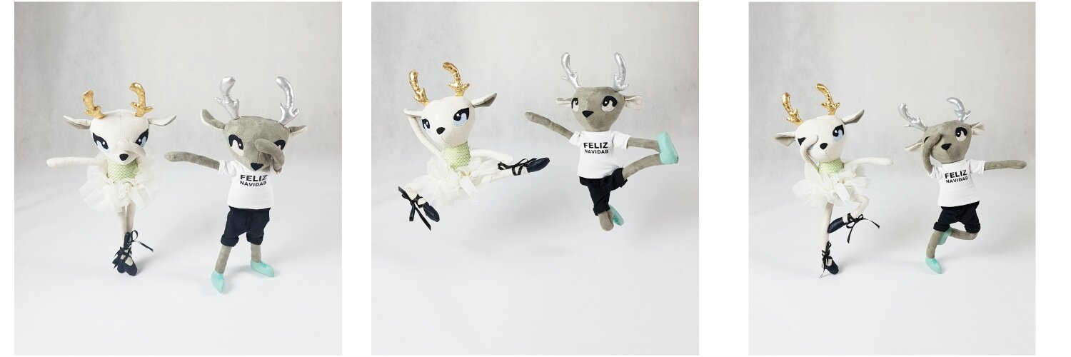 Feliz Navidab, Christmas dolls, reindeer dolls, Rentier Stoffpuppe, Hip hop Tanzstil, Dab, Ballerina Stoffpuppe, Tanzbattle, Dear cousin stories, dear cousin dolls, Dab, Weihnachtsgeschichte, Geschichte des Schnittmuster, doll pattern, Mamsell Su, handmade doll,