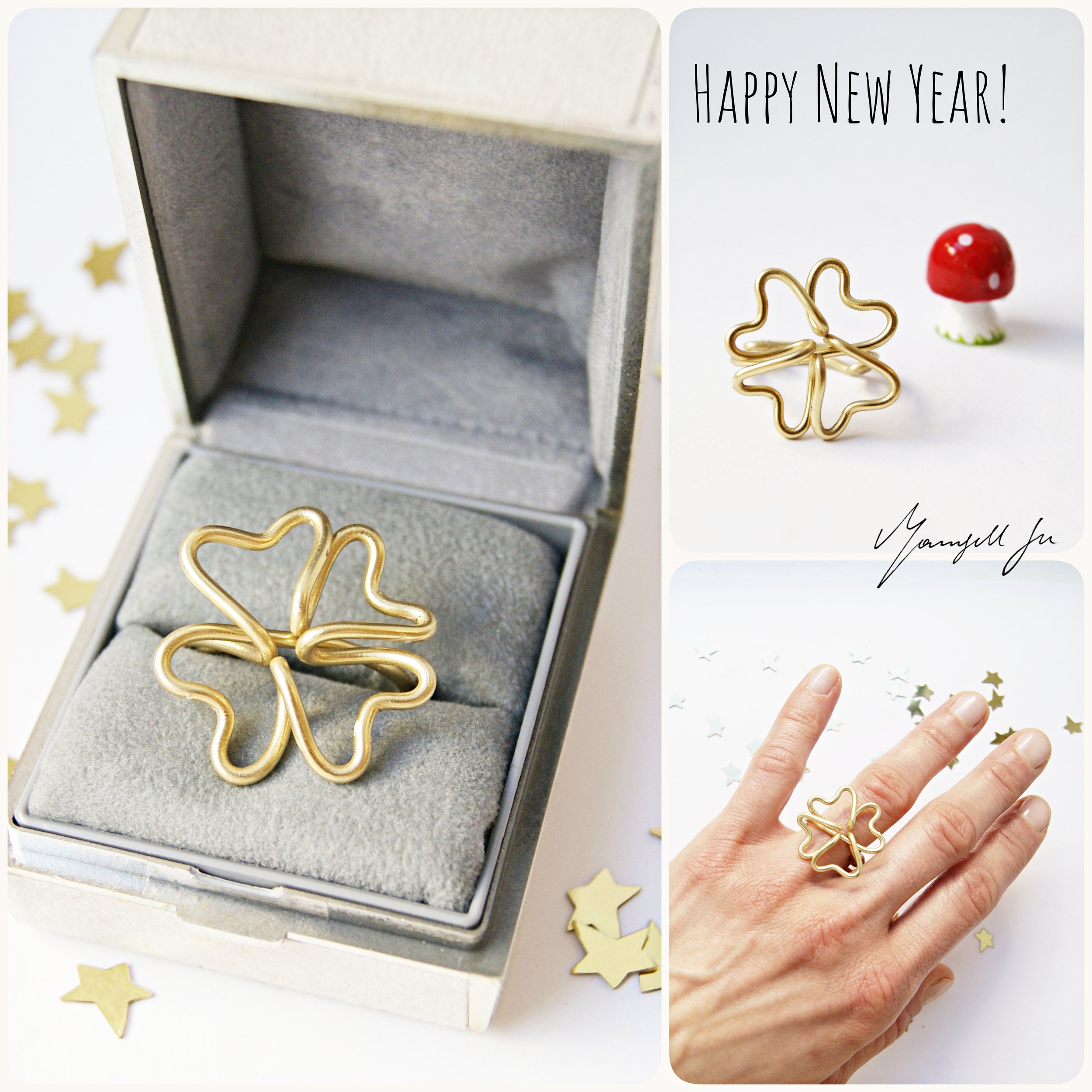 Vierblättriges Kleeblatt, Kleeblatt Ring aus Draht, Tutorial, Neujahrsgeschenk, Silvester, Glücksbringer, Talisman, Lucky Charm, New Year DIY, Drahtring DIY, shamrock ring, wire ring, New Year gift, easy DIY, Kleeblatt spirituelle Bedeutung