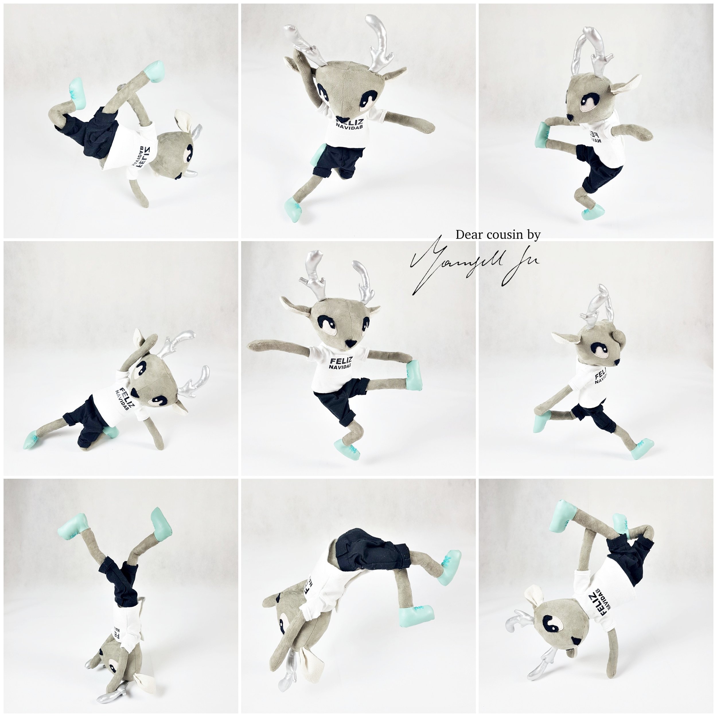 Feliz Navidab, Christmas dolls, reindeer dolls, Rentier Stoffpuppe, Hip hop Tanzstil, Dab, Ballerina Stoffpuppe, Tanzbattle, Dear cousin stories, dear cousin dolls, Dab, Weihnachtsgeschichte, Geschichte des Schnittmuster, doll pattern, Mamsell Su, handmade doll,