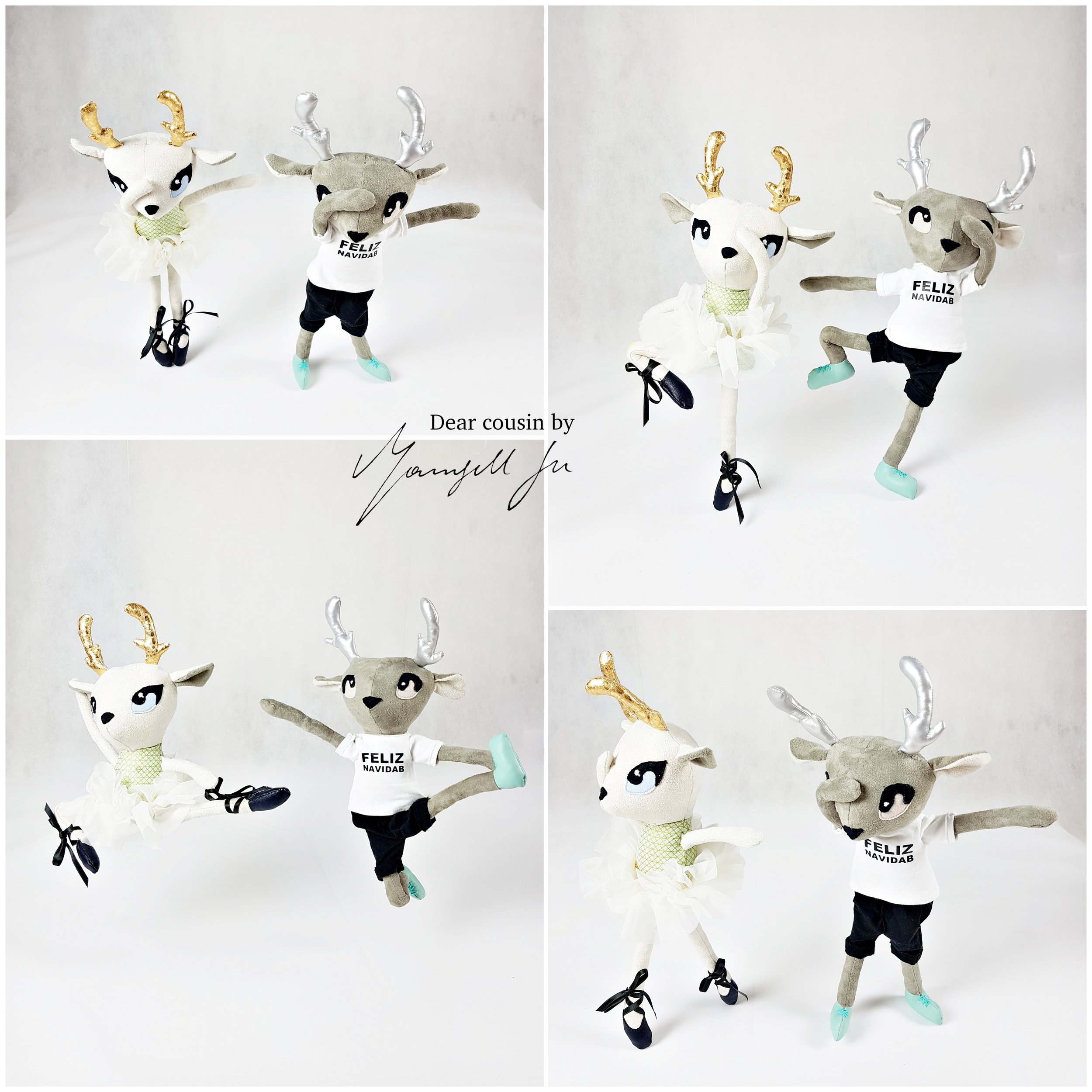 Feliz Navidab, Christmas dolls, reindeer dolls, Rentier Stoffpuppe, Hip hop Tanzstil, Dab, Ballerina Stoffpuppe, Tanzbattle, Dear cousin stories, dear cousin dolls, Dab, Weihnachtsgeschichte, Geschichte des Schnittmuster, doll pattern, Mamsell Su, handmade doll,