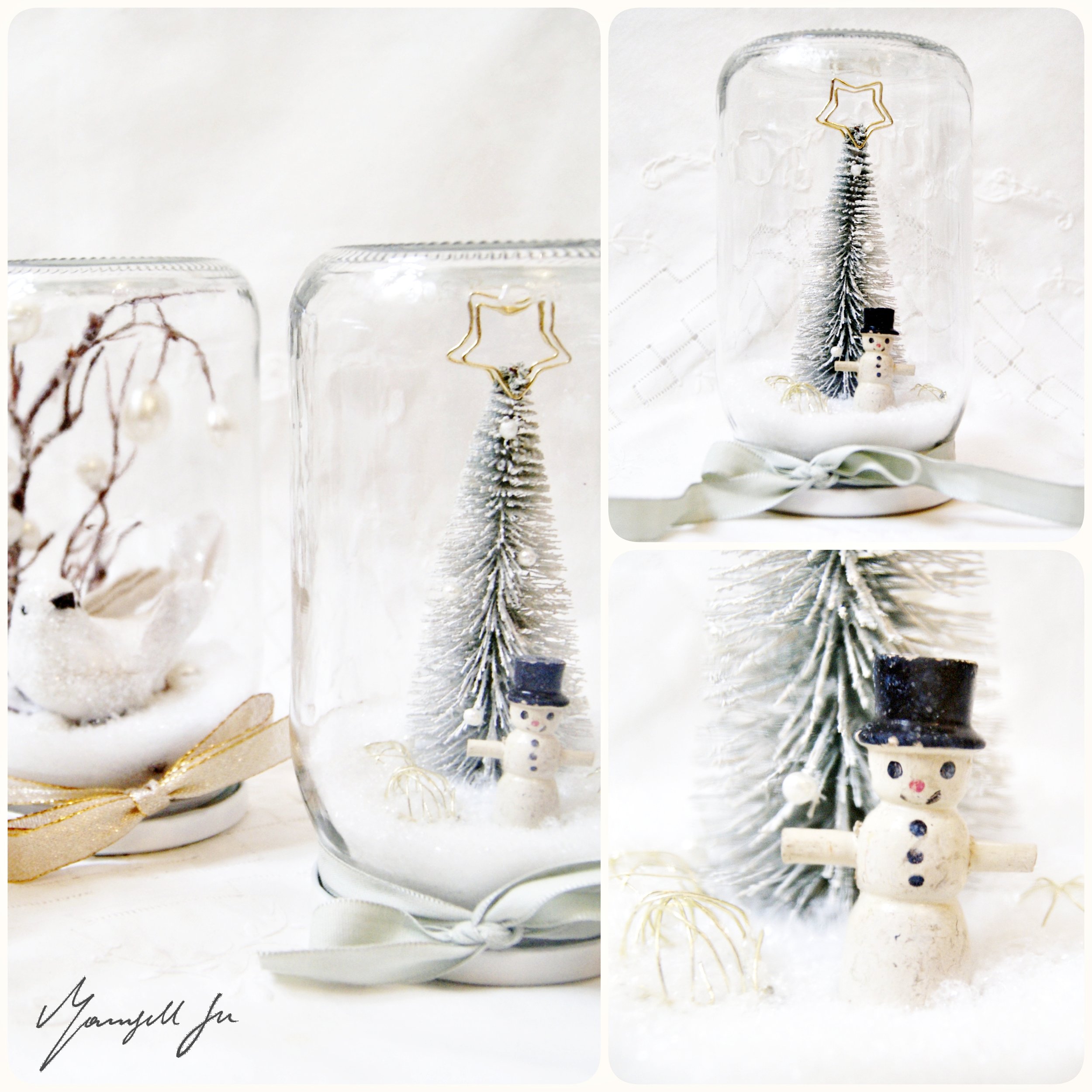 Winterlandschaft, Weihnachtsdeko DIY, Einmachglas DIY, Tutorial, Bastelanleitung, Christmas in a bubble, Weihnachten im Gläschen, Schneekugel selbermachen, Reh, Weihnachtsmann, Schneevogel, Christmasdecor DIY, easy christmas DIY, einfaches Weihnachts DIY, Schneekugel basteln, Basteln mit Kindern, Vintage Schneekugel, Vintage Weihnachtsdeko