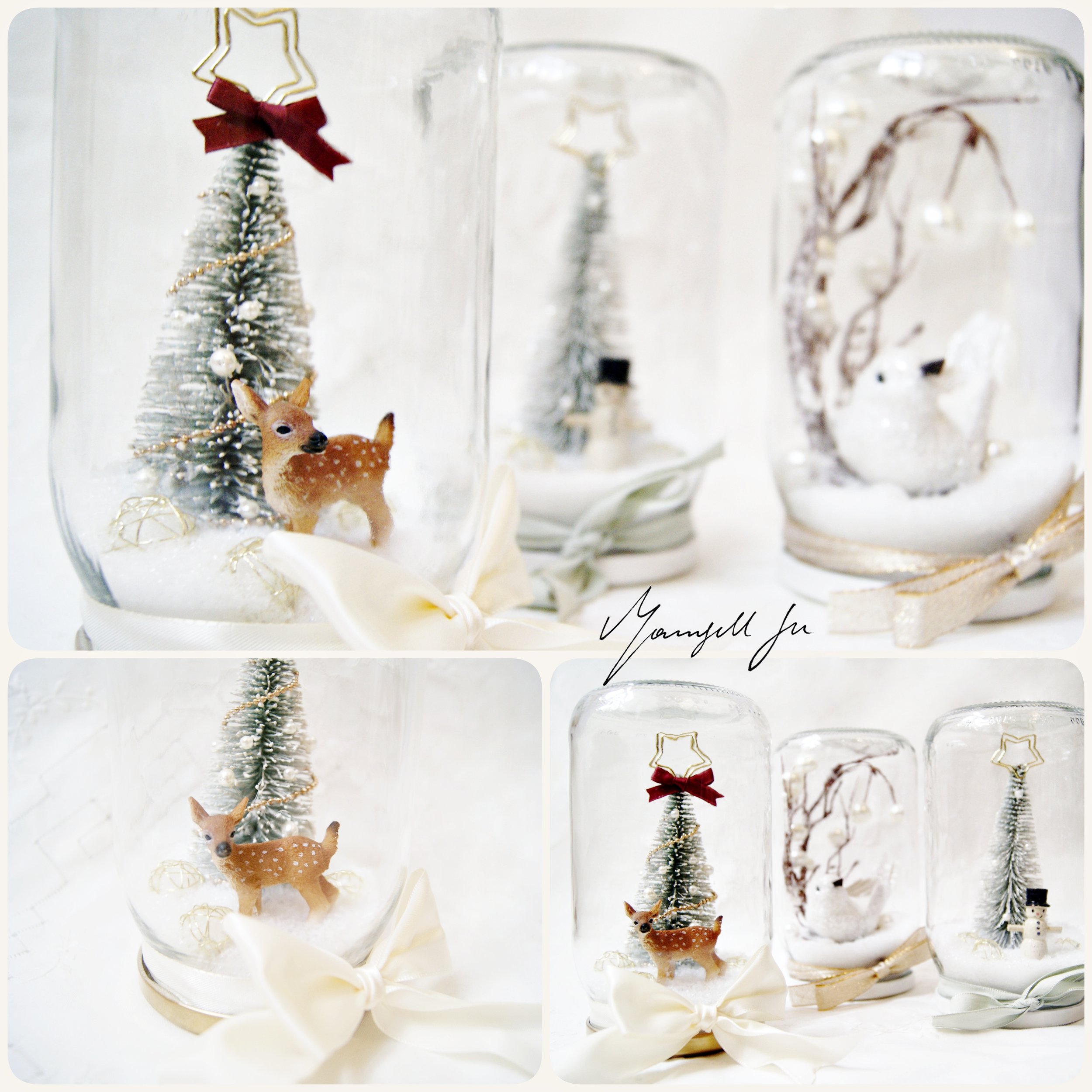 Winterlandschaft, Weihnachtsdeko DIY, Einmachglas DIY, Tutorial, Bastelanleitung, Christmas in a bubble, Weihnachten im Gläschen, Schneekugel selbermachen, Reh, Weihnachtsmann, Schneevogel, Christmasdecor DIY, easy christmas DIY, einfaches Weihnachts DIY, Schneekugel basteln, Basteln mit Kindern, Vintage Schneekugel, Vintage Weihnachtsdeko