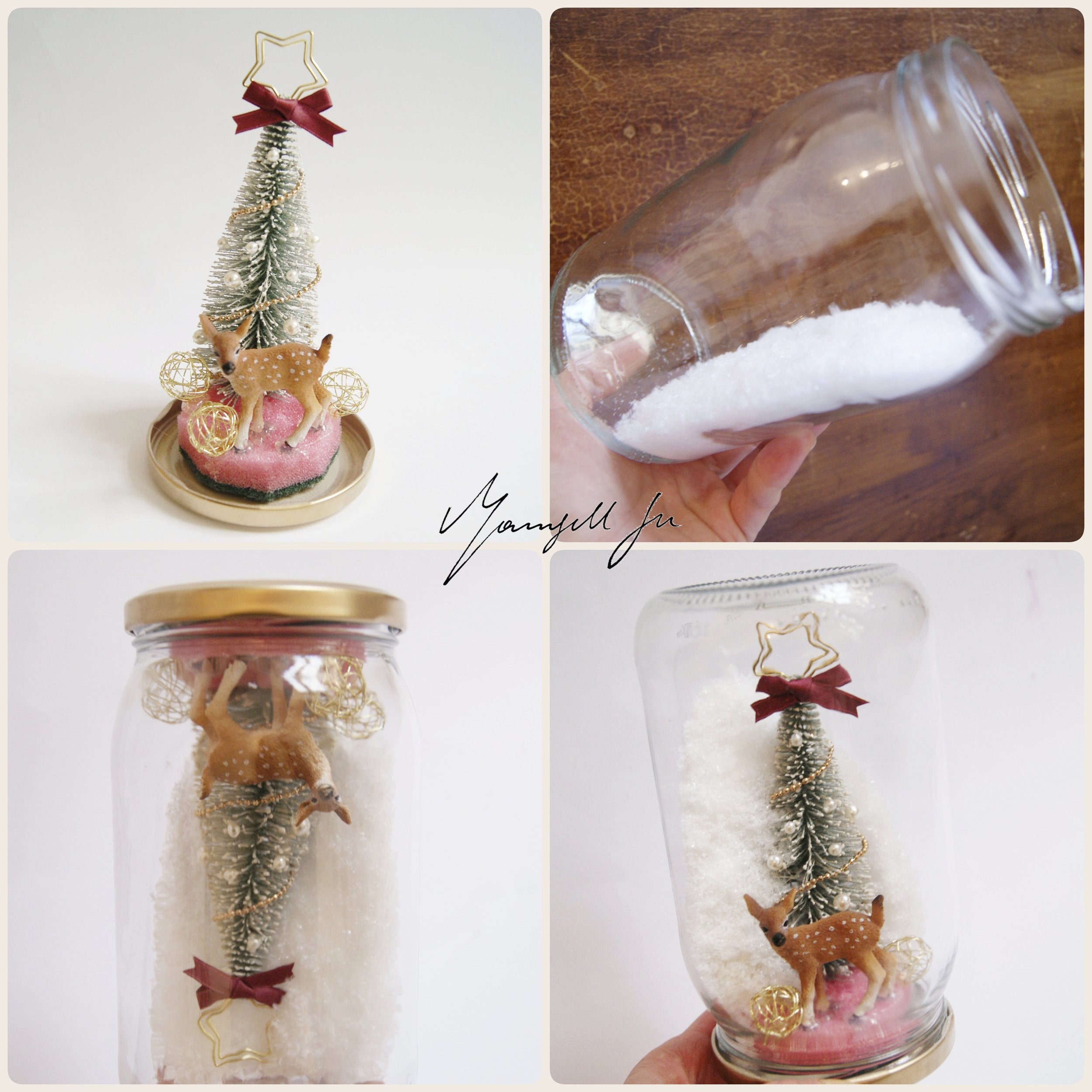 Winterlandschaft, Weihnachtsdeko DIY, Einmachglas DIY, Tutorial, Bastelanleitung, Christmas in a bubble, Weihnachten im Gläschen, Schneekugel selbermachen, Reh, Weihnachtsmann, Schneevogel, Christmasdecor DIY, easy christmas DIY, einfaches Weihnachts DIY, Schneekugel basteln, Basteln mit Kindern, Vintage Schneekugel, Vintage Weihnachtsdeko