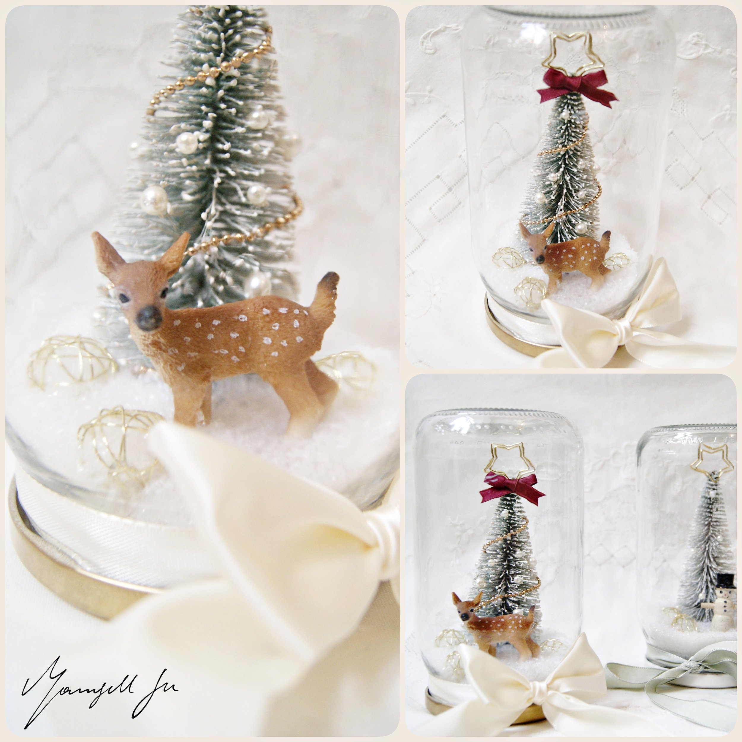 Winterlandschaft, Weihnachtsdeko DIY, Einmachglas DIY, Tutorial, Bastelanleitung, Christmas in a bubble, Weihnachten im Gläschen, Schneekugel selbermachen, Reh, Weihnachtsmann, Schneevogel, Christmasdecor DIY, easy christmas DIY, einfaches Weihnachts DIY, Schneekugel basteln, Basteln mit Kindern, Vintage Schneekugel, Vintage Weihnachtsdeko, 