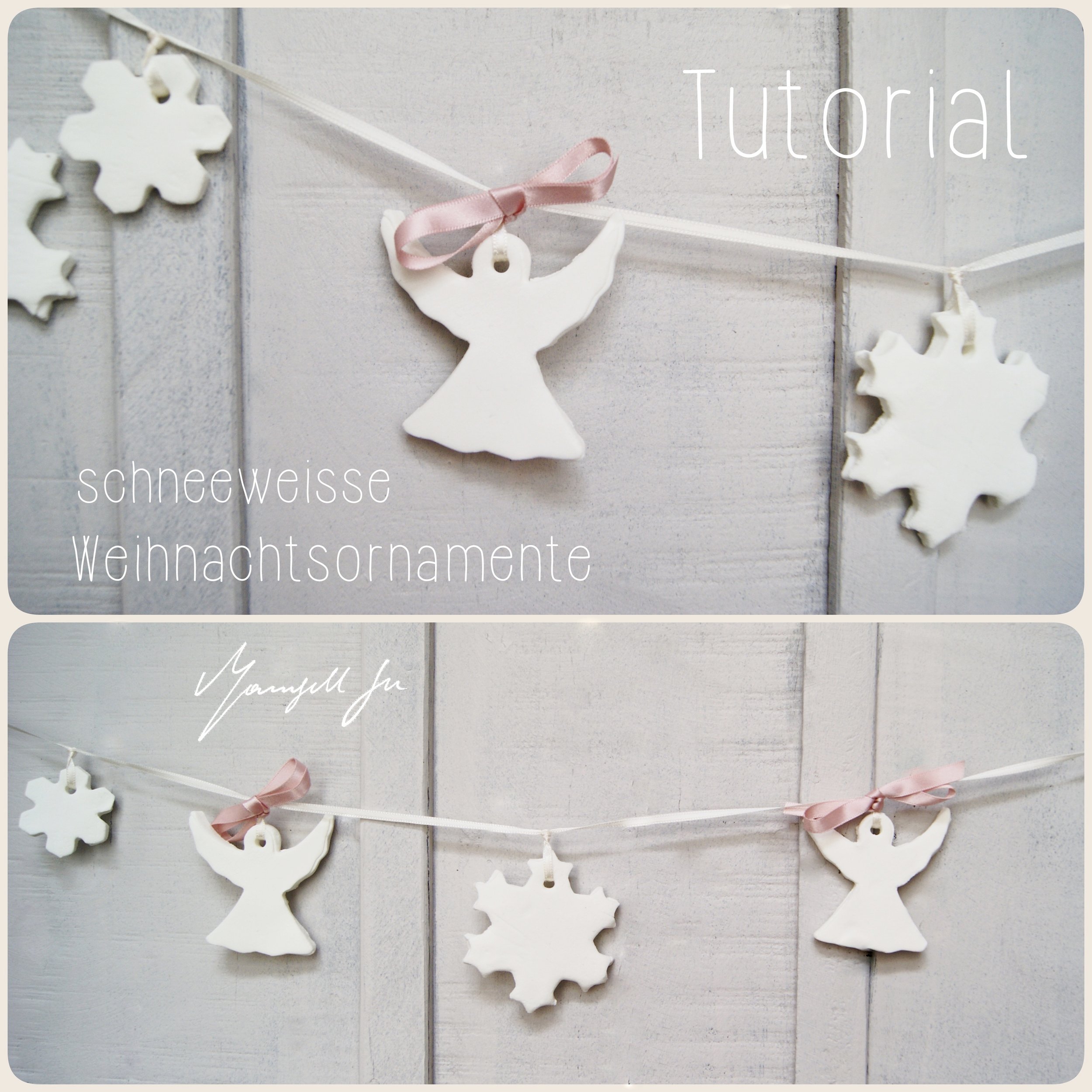 weisse Weihnachtsornamente DIY, Teig aus Maisstärke, cornstarch ornaments, tutorial, Anleitung, Weihnachtsdeko selber machen, weisse Glitzerornamente, Basteln mit Kindern, Teig ausstechen, easy DIY, einfache Bastelidee, Weihnachtsfiguren ausstechebn, Teig aus Maisstärke