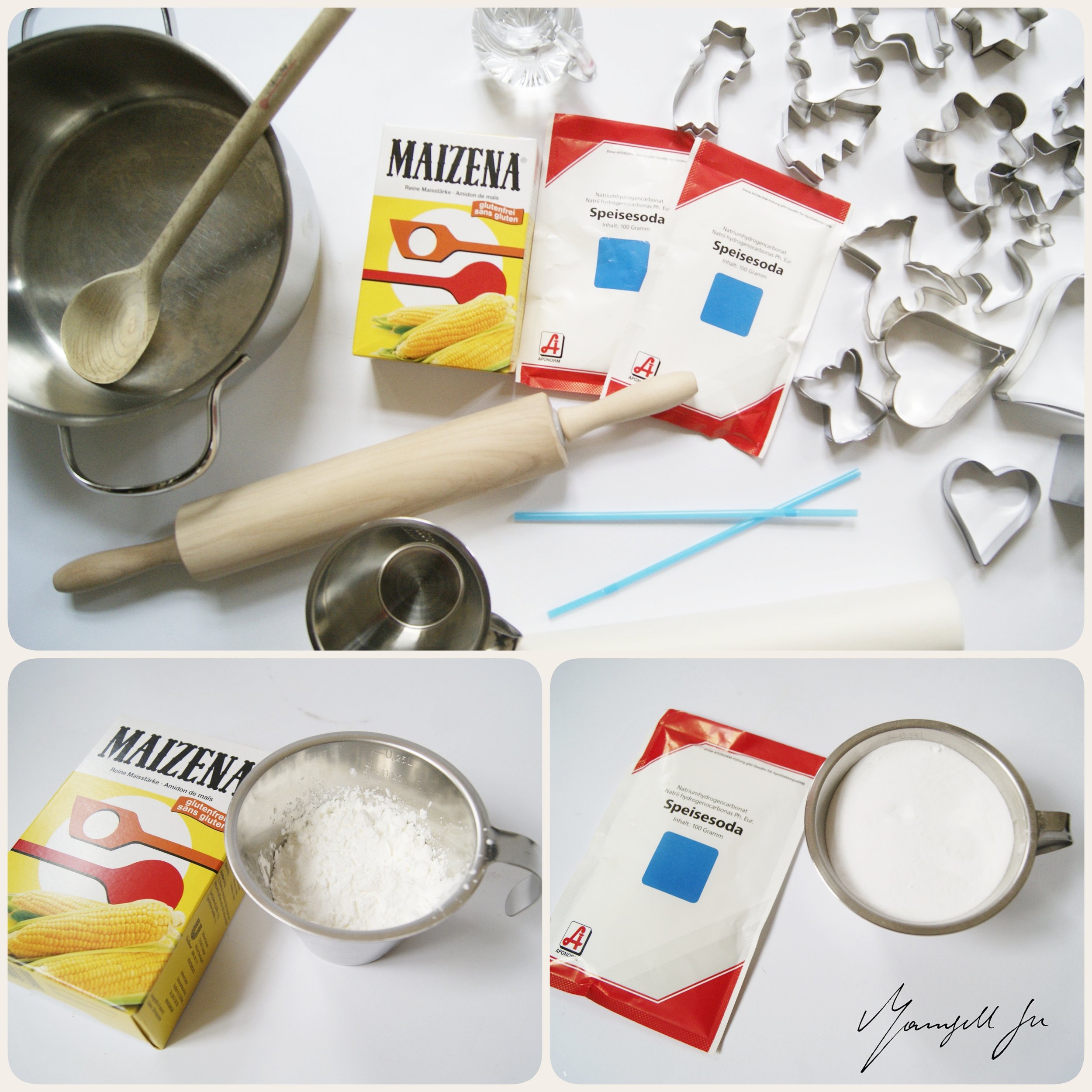 weisse Weihnachtsornamente DIY, Teig aus Maisstärke, cornstarch ornaments, tutorial, Anleitung, Weihnachtsdeko selber machen, weisse Glitzerornamente, Basteln mit Kindern, Teig ausstechen, easy DIY, einfache Bastelidee, Weihnachtsfiguren ausstechebn, Teig aus Maisstärke