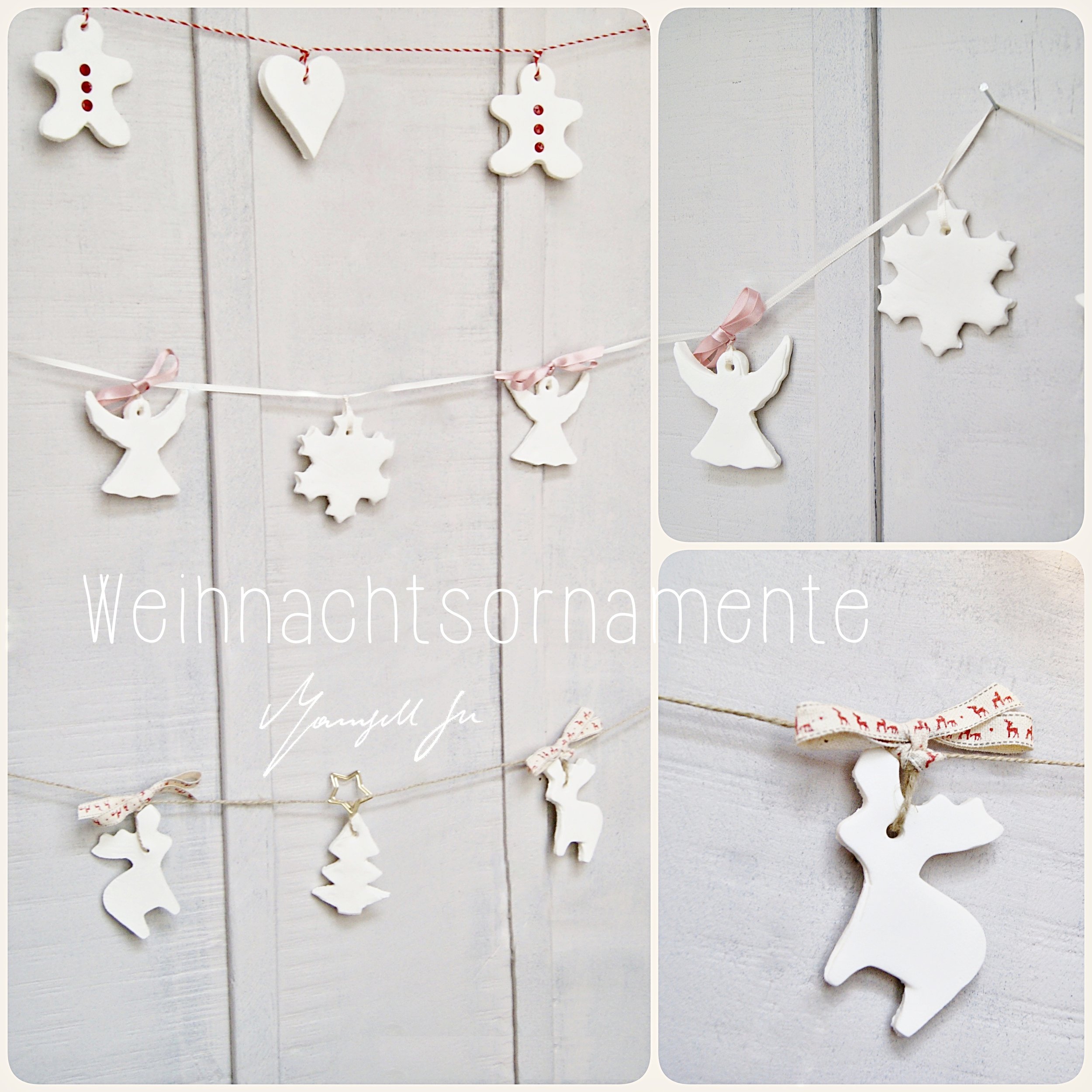 weisse Weihnachtsornamente DIY, Teig aus Maisstärke, cornstarch ornaments, tutorial, Anleitung, Weihnachtsdeko selber machen, weisse Glitzerornamente, Basteln mit Kindern, Teig ausstechen, easy DIY, einfache Bastelidee, Weihnachtsfiguren ausstechebn, Teig aus Maisstärke