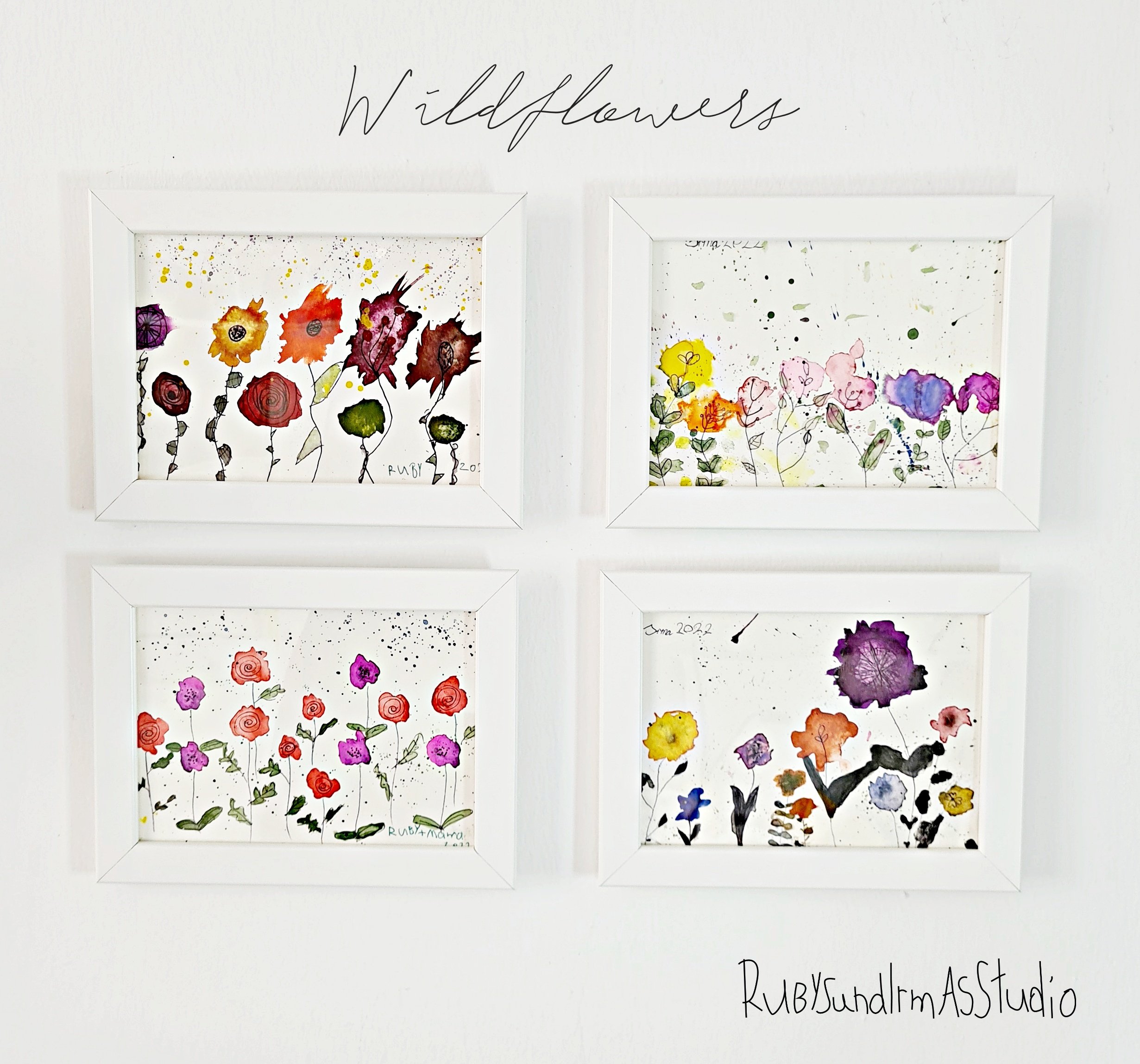 Aquarell, Wildblumen malen, paint wildflowers, meadow, Blumenwiese, tutorial, Anleitung, Kids DIY, Basteln mit Kinder, Bastelanleitung für Kinder, Maltutorial, Aquarellmalerei einfach erklärt, Blumen malen, Kinderkunst, Kids art, children art, Rubys und Irmas Studio