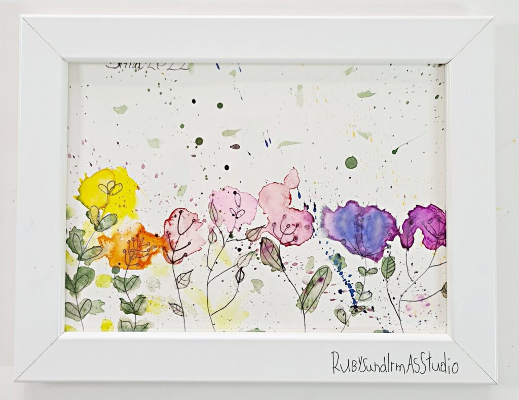 Aquarell, Wildblumen malen, paint wildflowers, meadow, Blumenwiese, tutorial, Anleitung, Kids DIY, Basteln mit Kinder, Bastelanleitung für Kinder, Maltutorial, Aquarellmalerei einfach erklärt, Blumen malen, Kinderkunst, Kids art, children art, Rubys und Irmas Studio