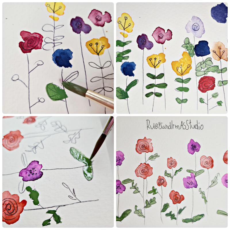 Aquarell, Wildblumen malen, paint wildflowers, meadow, Blumenwiese, tutorial, Anleitung, Kids DIY, Basteln mit Kinder, Bastelanleitung für Kinder, Maltutorial, Aquarellmalerei einfach erklärt, Blumen malen, Kinderkunst, Kids art, children art, Rubys und Irmas Studio, Naturschutz, geschützte Pflanzen, Bienen