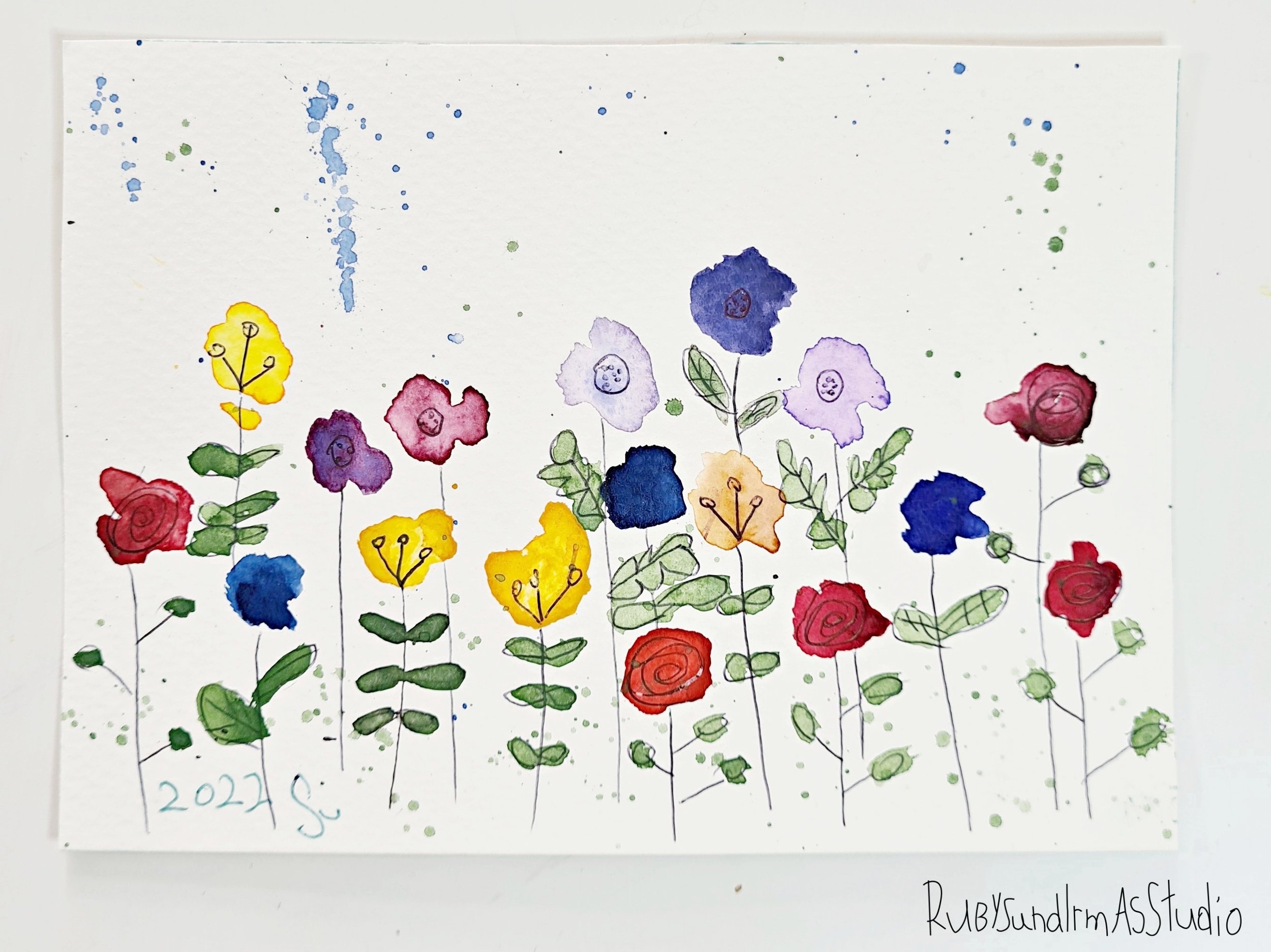 Aquarell, Wildblumen malen, paint wildflowers, meadow, Blumenwiese, tutorial, Anleitung, Kids DIY, Basteln mit Kinder, Bastelanleitung für Kinder, Maltutorial, Aquarellmalerei einfach erklärt, Blumen malen, Kinderkunst, Kids art, children art, Rubys und Irmas Studio, Naturschutz, Artenvielfalt