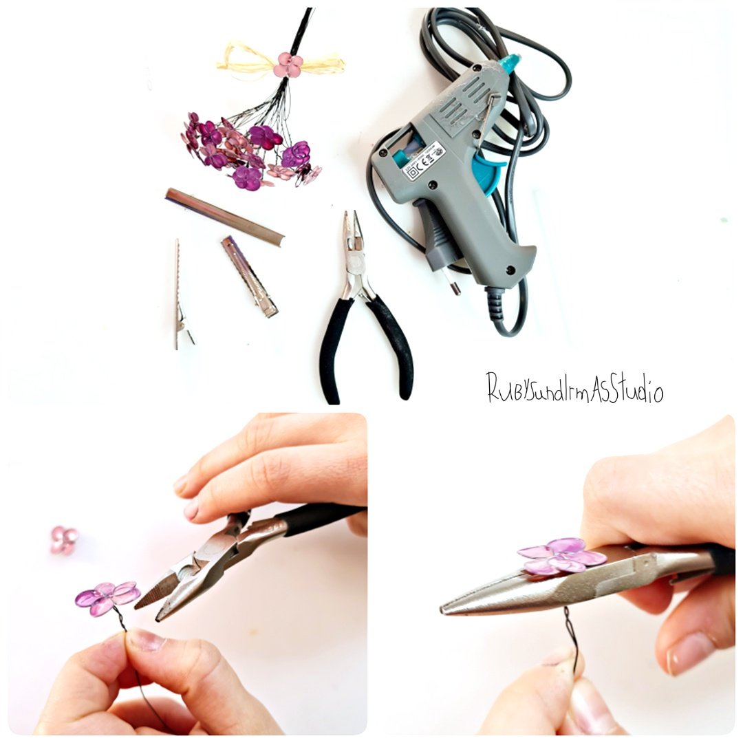 wire flower DIY, tutorial, Bastelanleitung, DIY Kids, Basteln mit Kindern, Rubys und Irmas Studio, Blumen aus Nagellack, selber machen, Anleitung Drahtblumen, Drahtkunst, Blumen aus Draht formen, Blumen Haarspange basteln, kinderleicht, Kinderkunst, nailpolish flower, Haarspange aus Drahtblumen