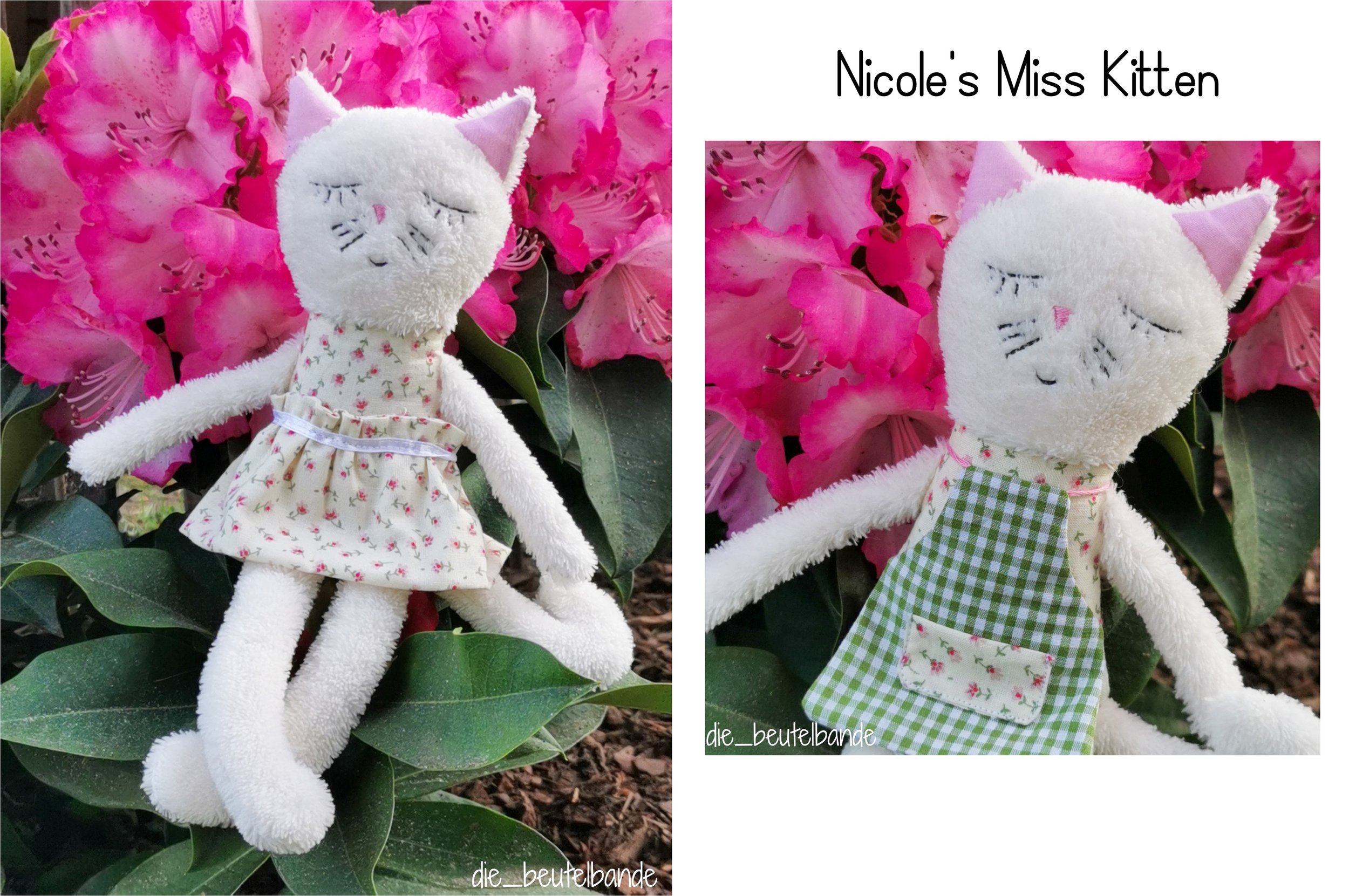 Probenähen Stoffpuppe, Stoffpuppe "Miss Kitten", Dear cousin dolls, Stoffkatze, Mamsell Su, cloth doll, doll cat, test sewing, doll sewing pattern, doll pattern, Schnittmuster und Nähanleitung, pdf-Schnittmuster, Stoffpuppe selber nähen, Die Beutelbande