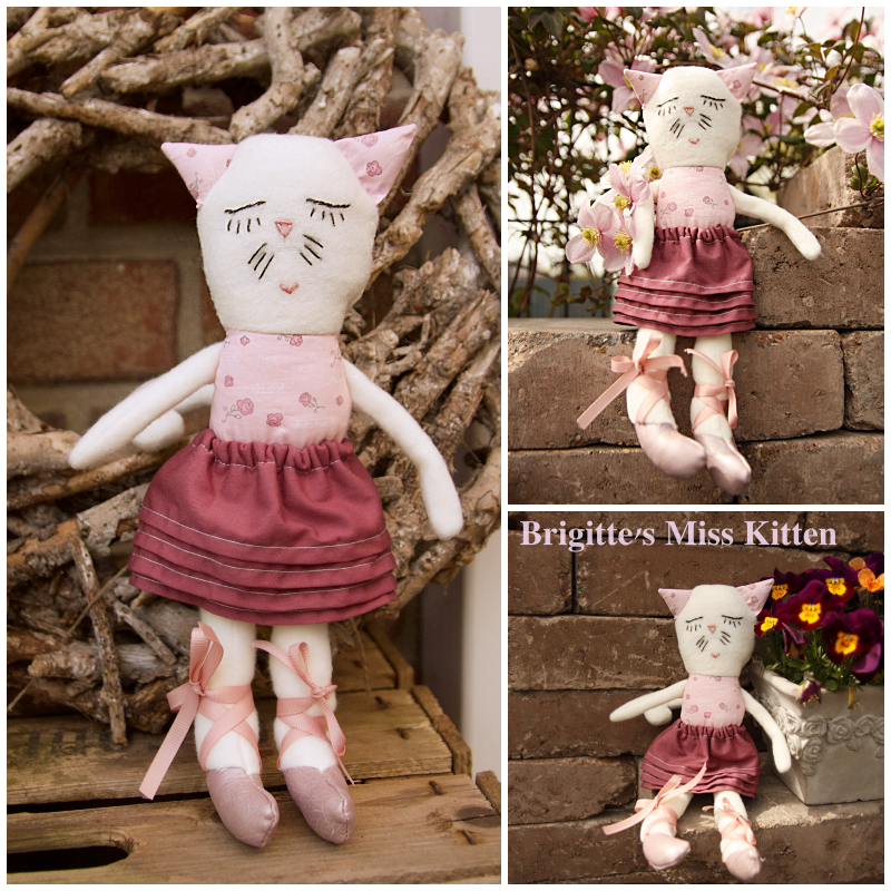 Probenähen Stoffpuppe, Stoffpuppe "Miss Kitten", Dear cousin dolls, Stoffkatze, Mamsell Su, cloth doll, doll cat, test sewing, doll sewing pattern, doll pattern, Schnittmuster und Nähanleitung, pdf-Schnittmuster, Stoffpuppe selber nähen, Mabriku