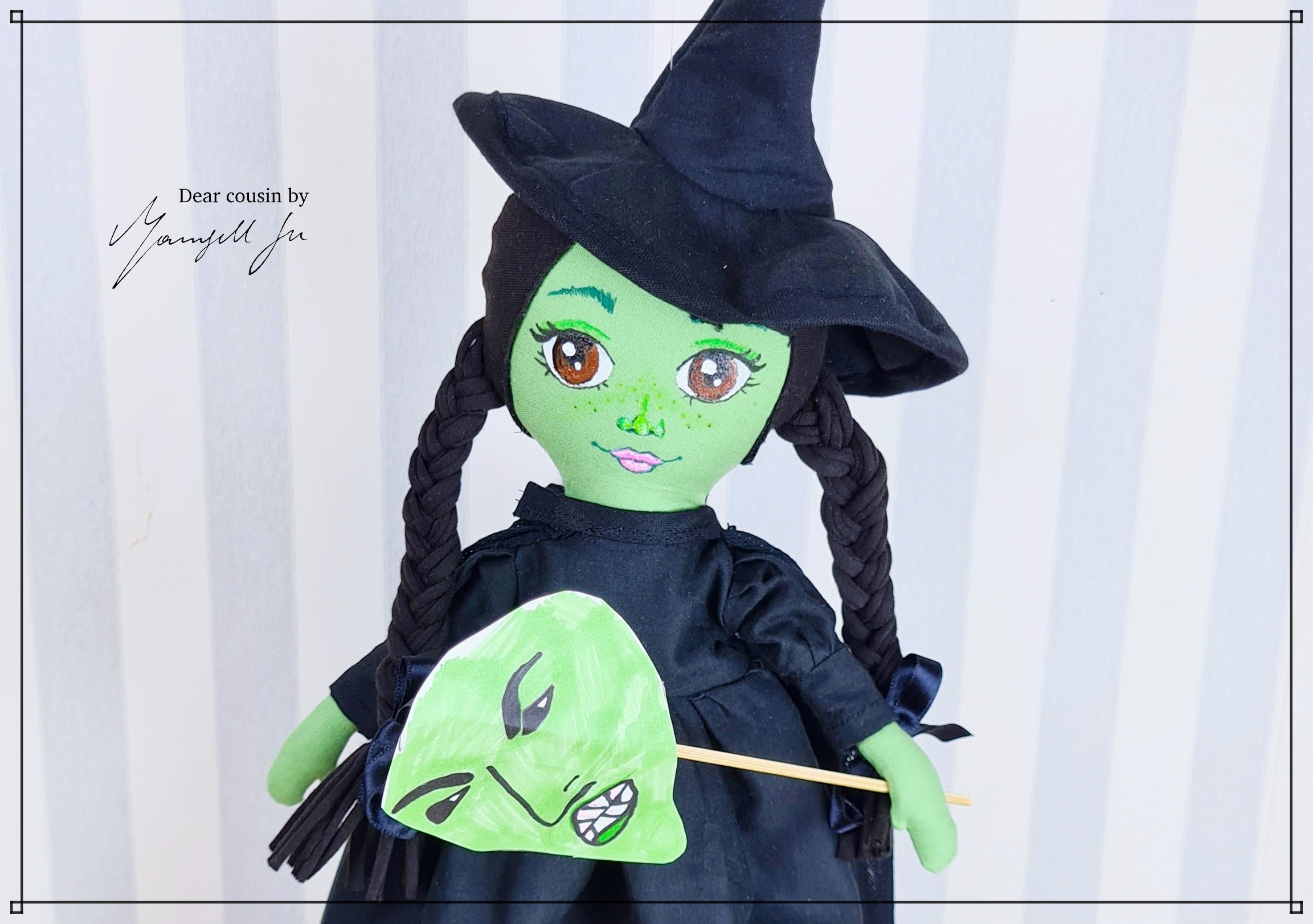 Halloween doll, Die böse Hexe des Westens, the Wicked Witch of Oz, cloth doll, sewing pattern, doll pattern, Schnittmuster, Stoffpuppe, Mamsell Su, Dear Cousin Stories, Halloween Kostüm, Fiona, Shrek, Hulk, Halloween costume, Dear cousin dolls, Gruselgeschichten aus Schweden