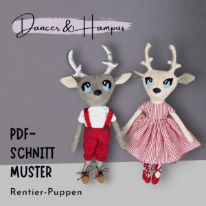 Schnittmuster, Nähanleitung, Rentiere, Rentiermädchen, Rentierjunge Puppe nähen, Rentierpuppe nähen , PDF Schnittmuster, Mamsell Su