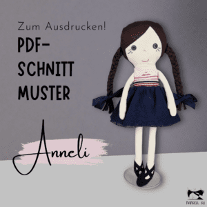 Schnittmuster Stoffpuppe Anneli, PDF zum Nähen, einfache Rag-Doll von Mamsell Su Stoffpuppe mit Zöpfen, Schnittmuster, anfängerfreundliches Nähprojekt, Dear Cousin Stories