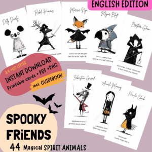 mamsell su, dear cousin stories, healing cards, printables cards, affirmation cards, emotion cards, therapy cards, kids mindfulness, self worth cards, printable self care, spiritual guidebook, emotional learning, social learning, SEL cards, spirit animals, cute illustration