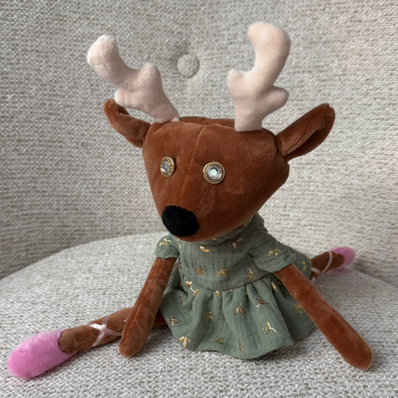 Probenähergebnis Stoffpuppe Dancer, Rentier mit Ballerinaschuhen, Rentierpuppe Mamsell Su