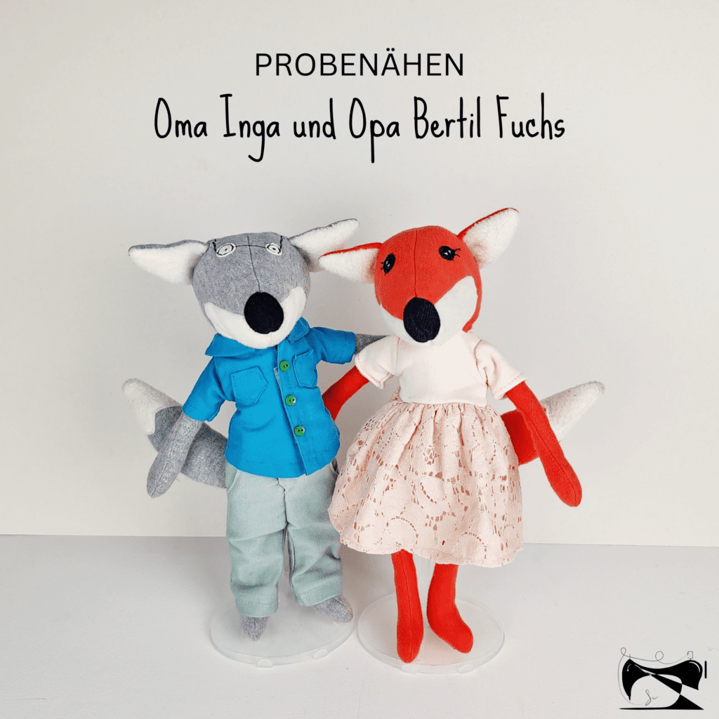 Probenähen Stoffpuppe, Puppe, Stoffpuppe, Fuchs, Oma und Opa Fuchs, Dear cousin dolls, Mamsell Su, cloth doll, test sewing, doll sewing pattern, doll pattern, fox doll, Schnittmuster und Nähanleitung,
Fuchspuppe, pdf-Schnittmuster, Stoffpuppe selber nähen, Schnittmuster, Nähanleitung, Geschenk selber nähen, 
