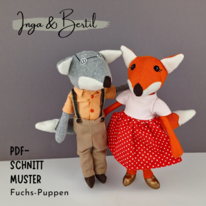 Schnittmuster und Nähanleitung, Mamsell Su, Dear Cousin Dolls, Fuchspuppen, Stoffpuppe, Füchse, Waldtiere nähen, Oma und Opa Fuchs, Stoffpuppe Fuchs