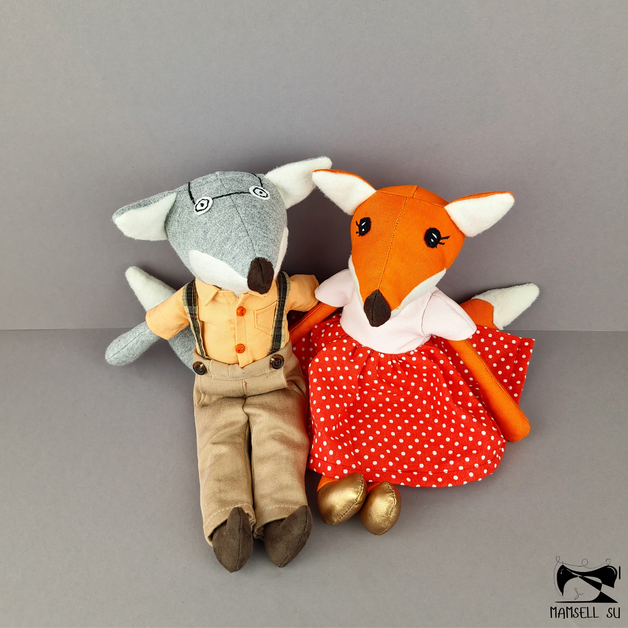 Schnittmuster und Nähanleitung, Mamsell Su, Dear Cousin Dolls, Fuchspuppen, Stoffpuppe, Füchse, Waldtiere nähen, Oma und Opa Fuchs, Stoffpuppe Fuchs