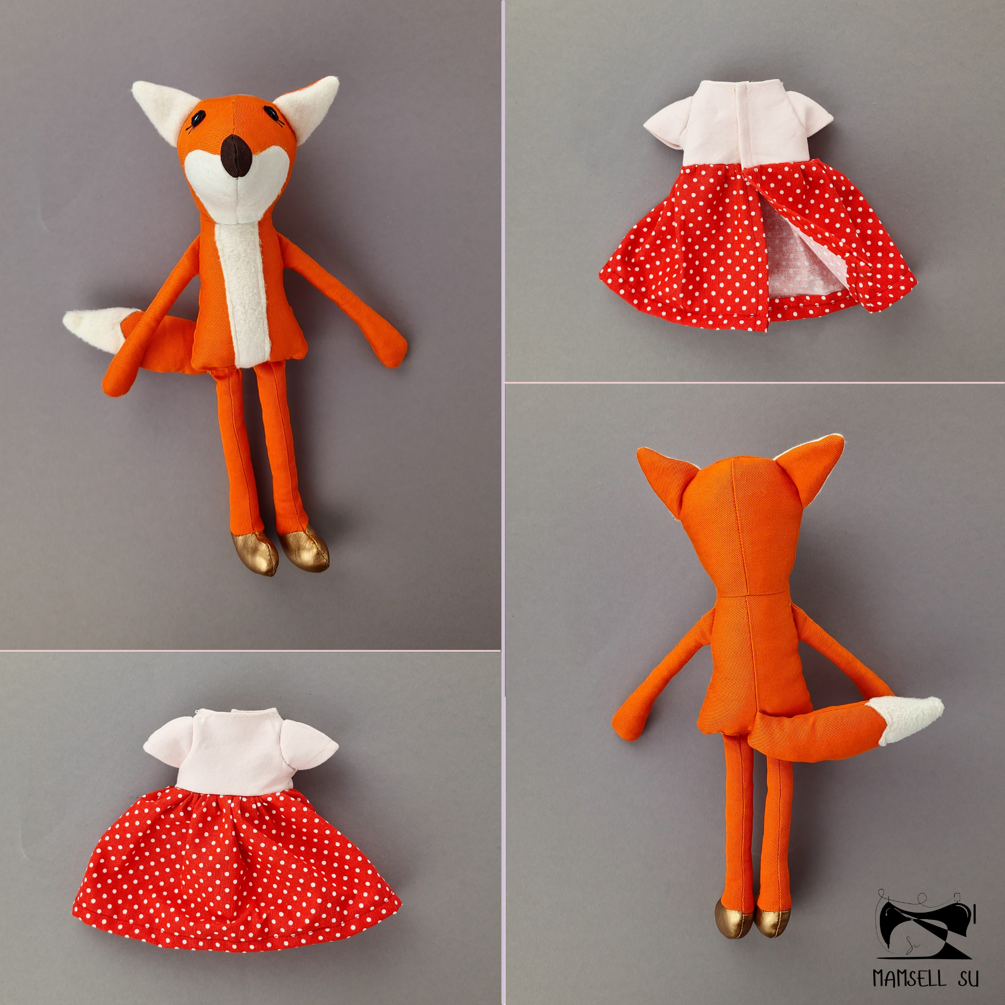 Schnittmuster und Nähanleitung, Mamsell Su, Dear Cousin Dolls, Fuchspuppen, Stoffpuppe, Füchse, Waldtiere nähen, Oma und Opa Fuchs, Stoffpuppe Fuchs