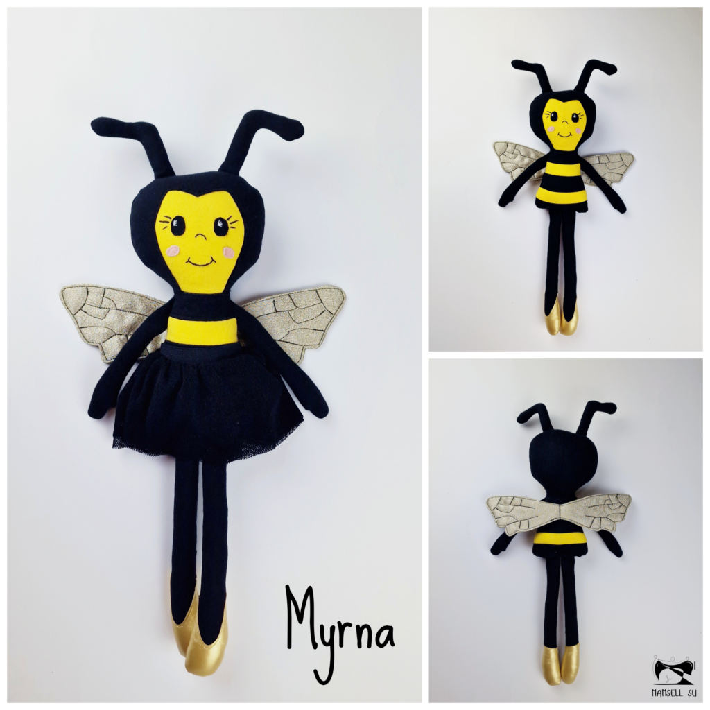Probenähen Stoffpuppe, Puppe, Stoffpuppe, Biene, Myrna , Dear cousin dolls, Mamsell Su, cloth doll, test sewing, doll sewing pattern, doll pattern, bee doll, Schnittmuster und Nähanleitung,
Bienenpuppe, pdf-Schnittmuster, Stoffpuppe selber nähen, Schnittmuster, Nähanleitung, Geschenk selber nähen, Biene nähen, Stoffbiene nähen